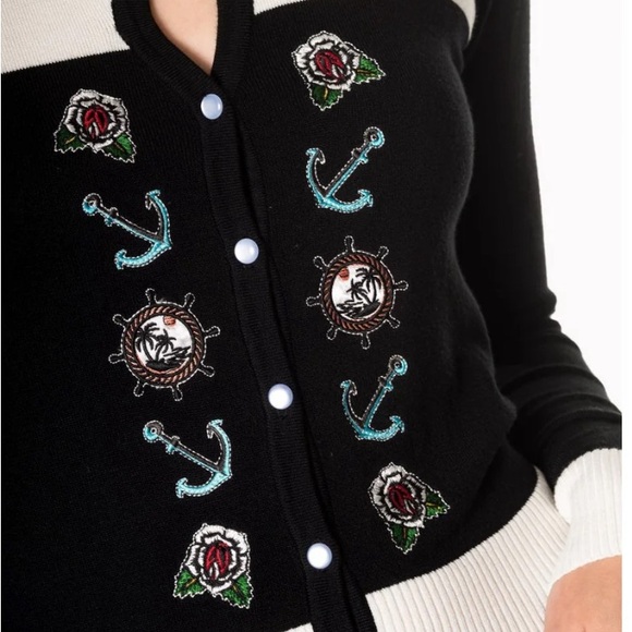 EUC Banned Apparel ‘Lock and Key' Black and White Contrast Cardigan XL - Picture 7 of 8